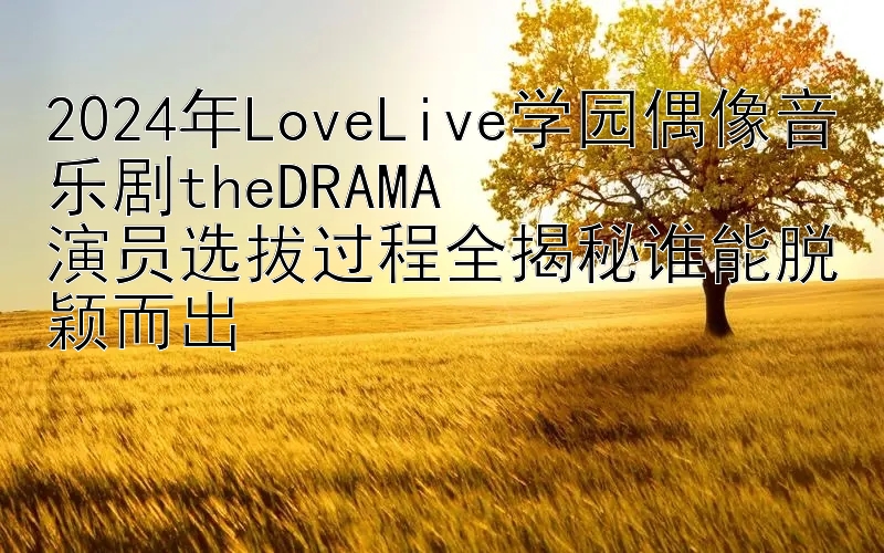 2024年LoveLive学园偶像音乐剧theDRAMA  
演员选拔过程全揭秘谁能脱颖而出